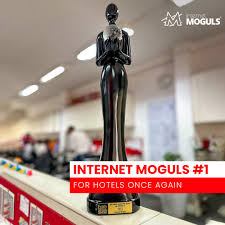 Internet Moguls ranked number one for hotels, award trophy